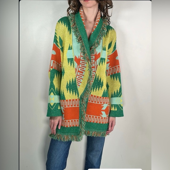 Alanui Sweaters - Alanui Colorful Geometric Knit Cardigan